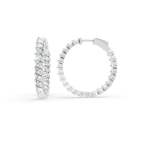 0.10ct Marquise Lab Grown Diamond Hoop Earrings In 14K White Gold