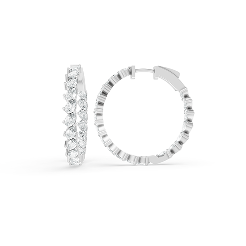 0.10ct Pear Lab Grown Diamond Hoop Earrings In 14K White Gold