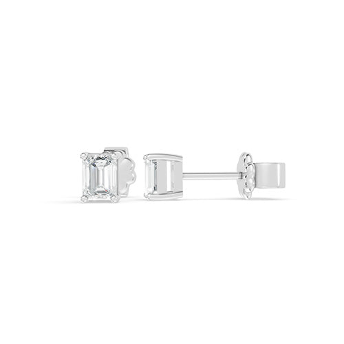 0.25ct Emerald Cut Lab Grown Diamond Stud Earrings In 14K White Gold