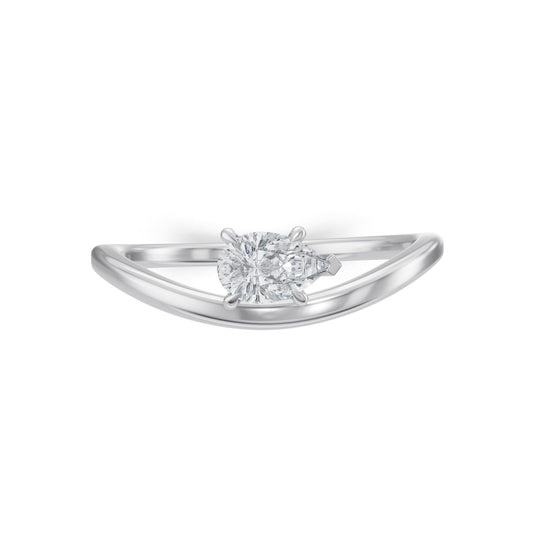 0.30ct Pear East-West Curved Engagement Ring In 14K White Gold