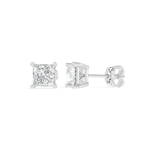 0.50ct Princess Cut Lab Grown Diamond Stud Earrings In 14K White Gold