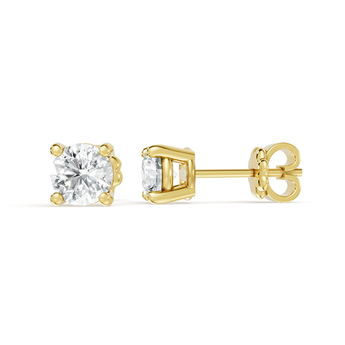 0.50ct Round Lab Grown Diamond Stud Earrings In 14K Yellow Gold