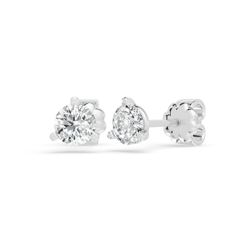 0.50ct Round Three Prong Martini Lab Grown Diamond Stud Earrings In 14K White Gold