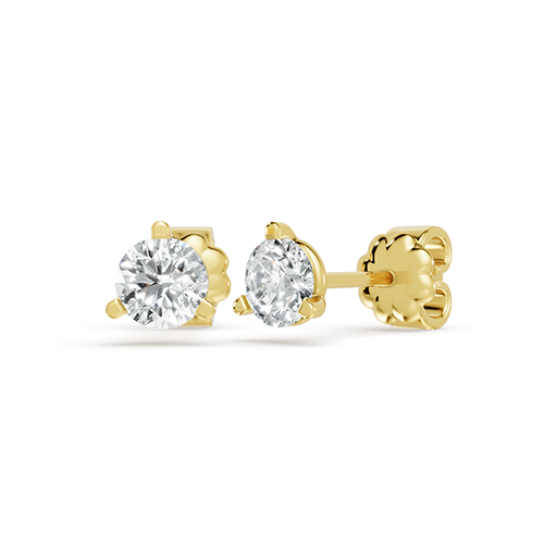 0.50ct Round Three Prong Martini Lab Grown Diamond Stud Earrings In 14K Yellow Gold