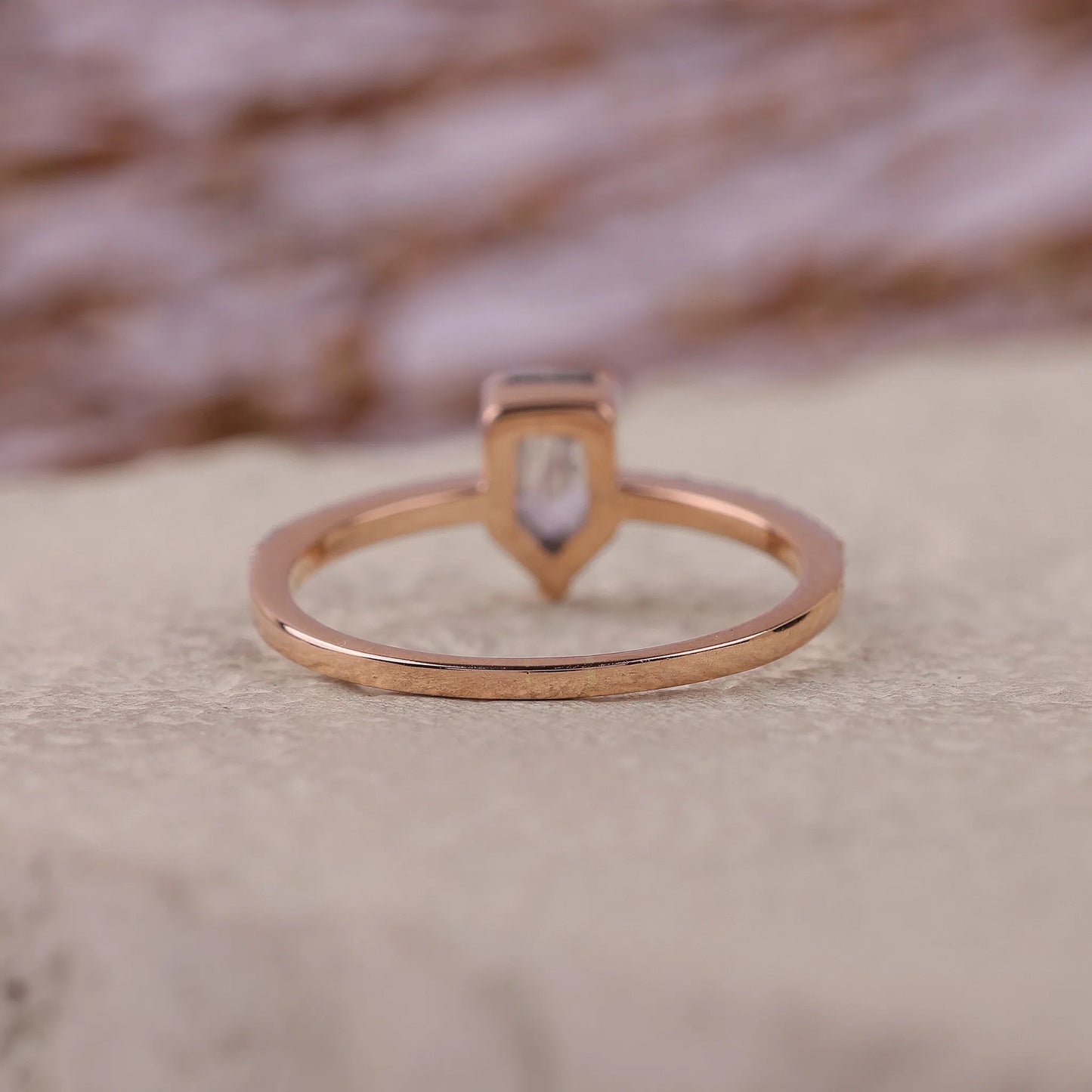 Shield Cut Salt and Pepper Diamond Engagement Ring