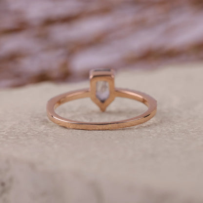 Shield Cut Salt and Pepper Diamond Engagement Ring