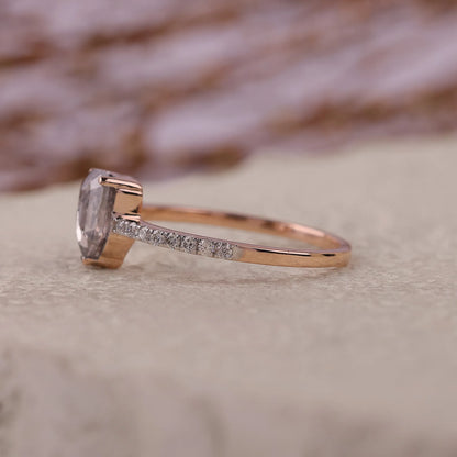 Shield Cut Salt and Pepper Diamond Engagement Ring