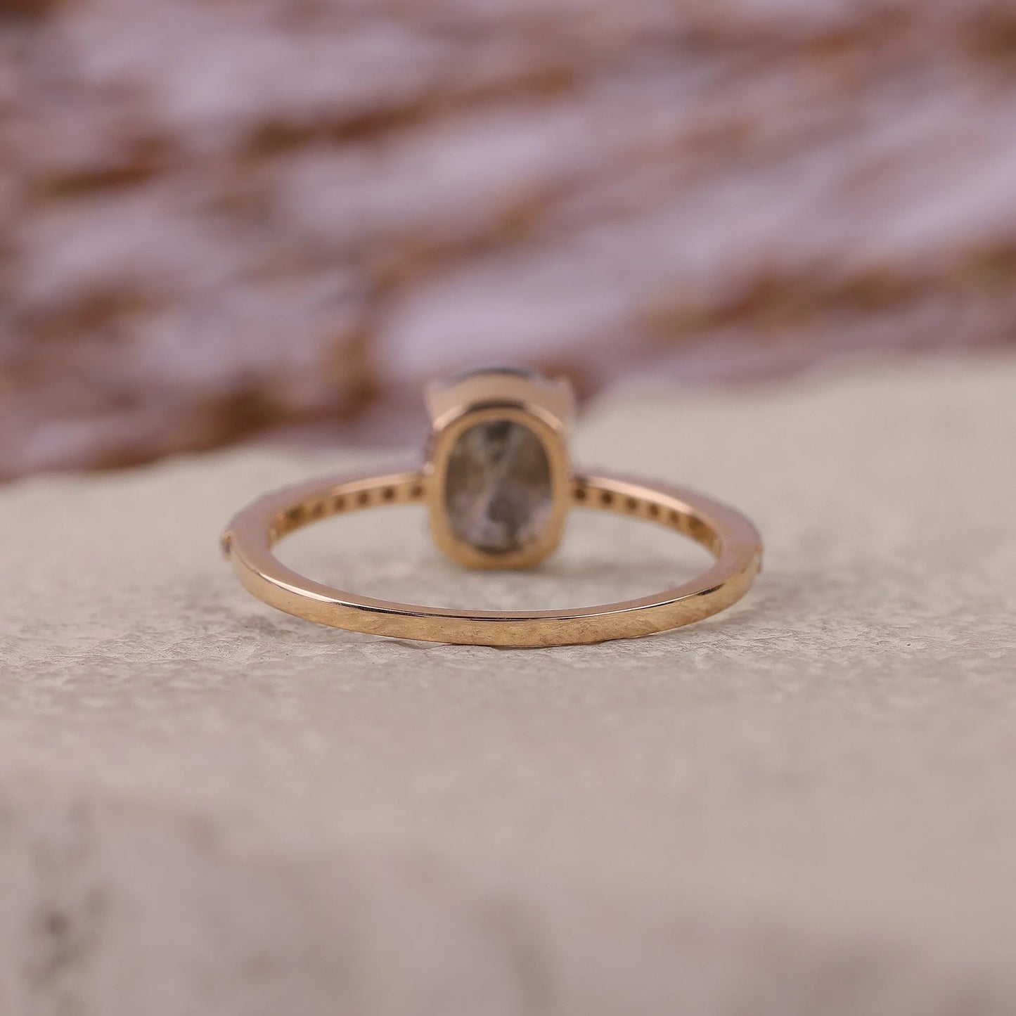 Oval Salt and Pepper Diamond Engagement Ring