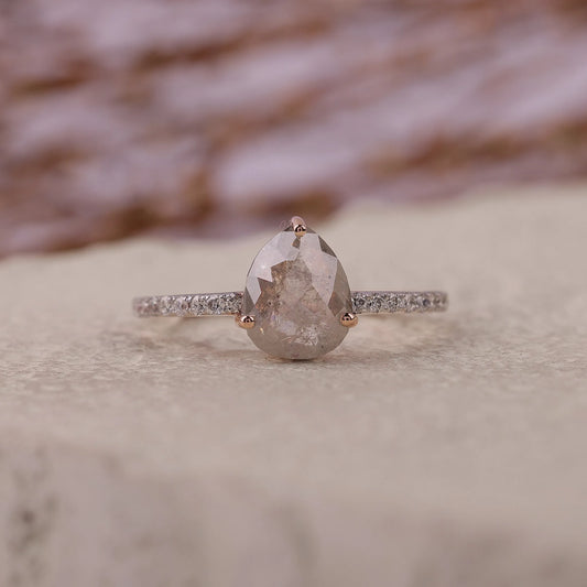 Pear Salt and Pepper Diamond Engagement Ring
