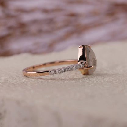 Pear Salt and Pepper Diamond Engagement Ring