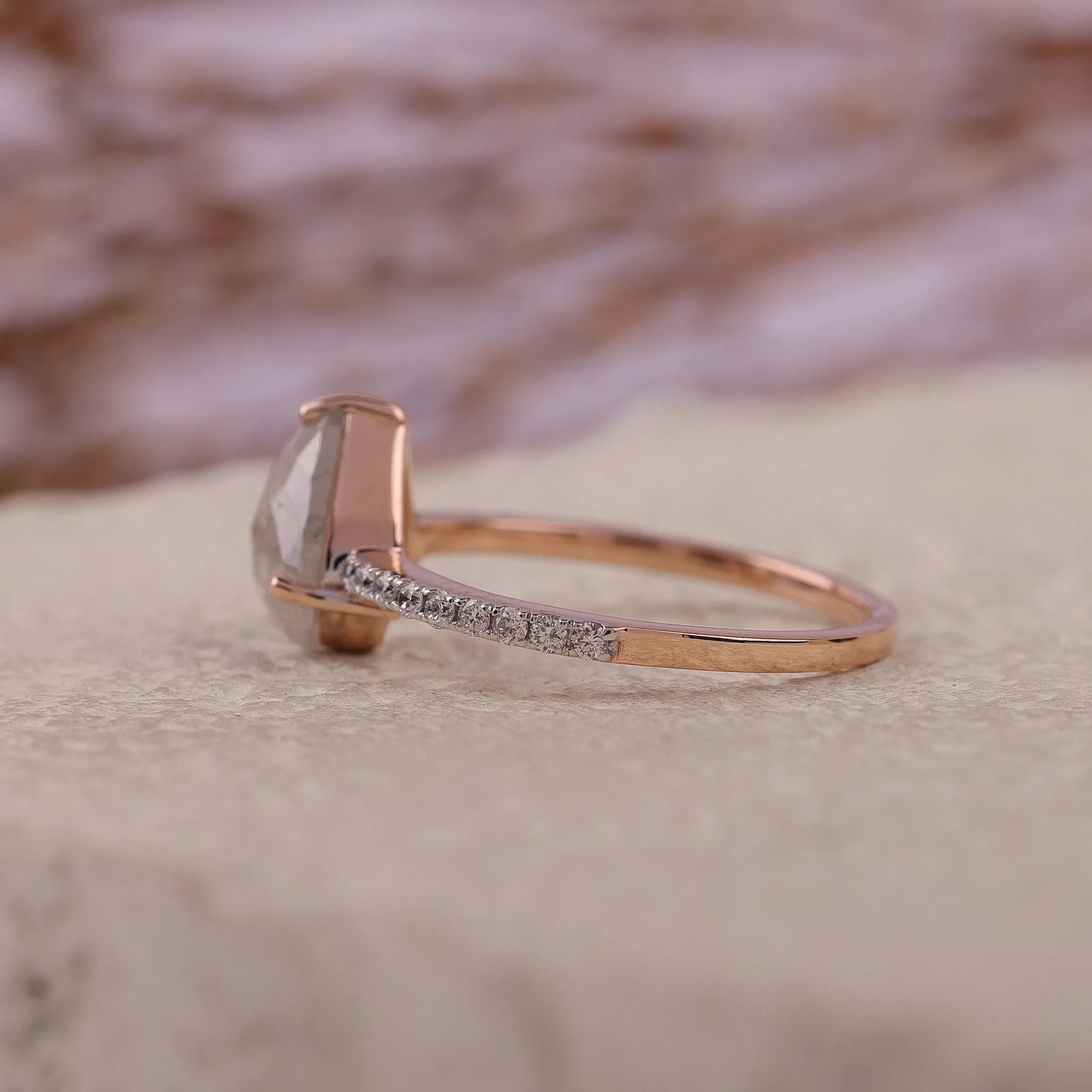 Pear Salt and Pepper Diamond Engagement Ring