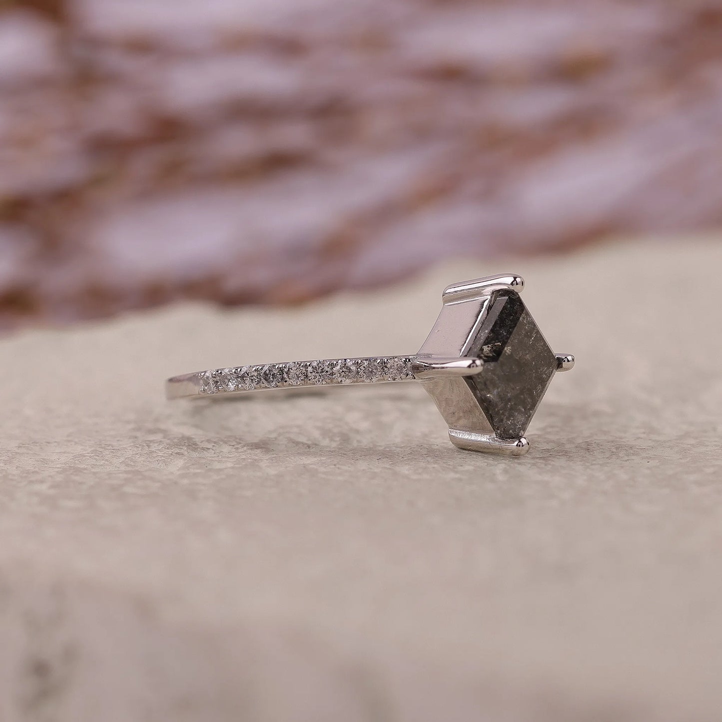 Kite Salt and Pepper Diamond Engagement Ring