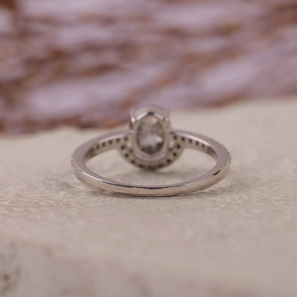 Oval Salt & Pepper Diamond Engagement Ring