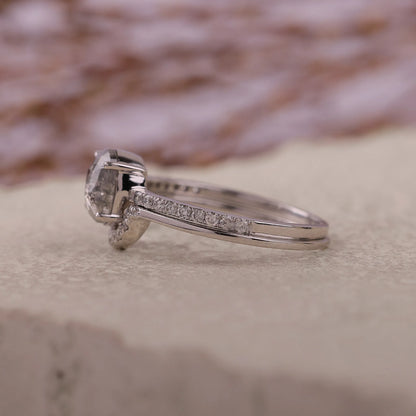 Oval Salt & Pepper Diamond Engagement Ring