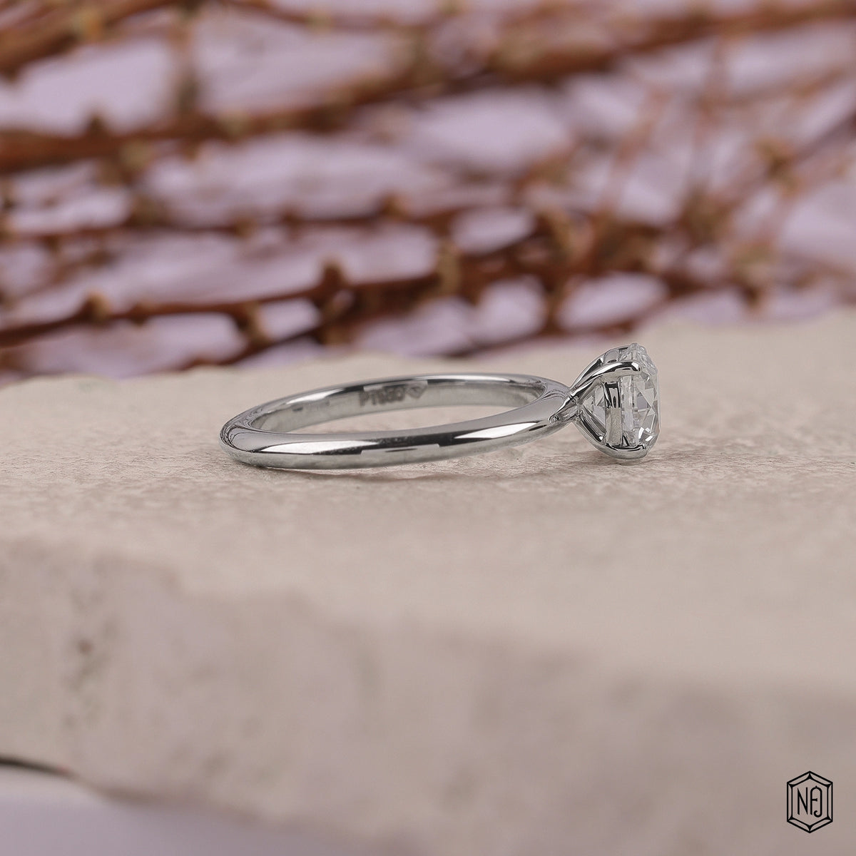 1 Carat Round Cut Lab Grown Diamond Classic Solitaire Engagement Ring - Side Profile Angle