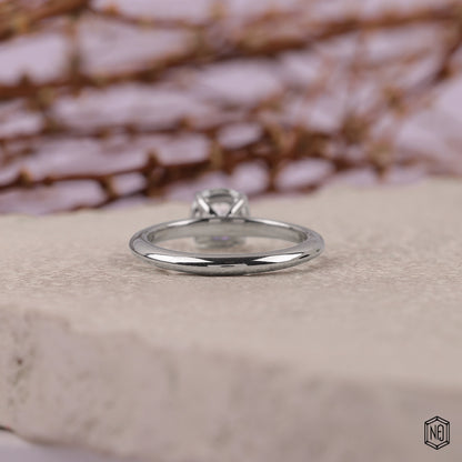1 Carat Round Cut Lab Grown Diamond Classic Solitaire Engagement Ring - Hand View / Detail Angle