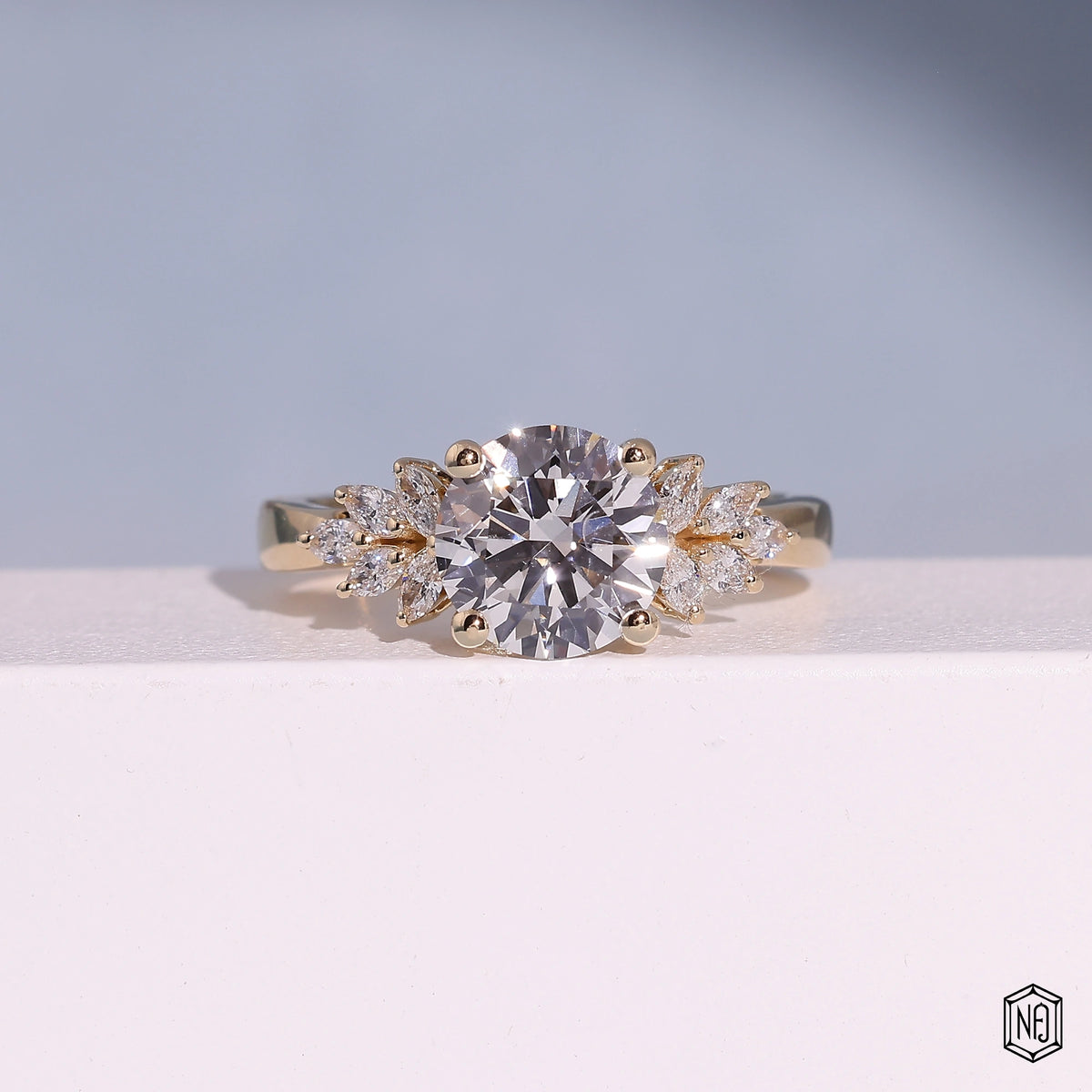 2.99 Carat Round Cut Lab Grown Diamond Vintage Inspired Heirloom Engagement Ring - Front Top View