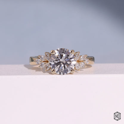 2.99 Carat Round Cut Lab Grown Diamond Vintage Inspired Heirloom Engagement Ring - Front Top View