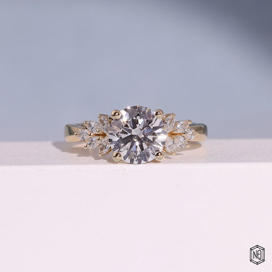 2.99 Carat Round Cut Lab Grown Diamond Vintage Inspired Heirloom Engagement Ring - Front Top View