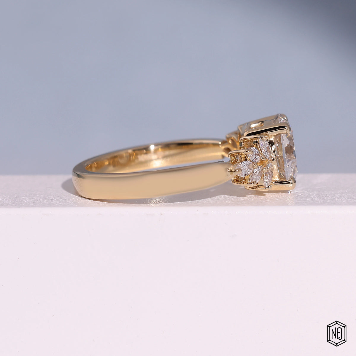 2.99 Carat Round Cut Lab Grown Diamond Vintage Inspired Heirloom Engagement Ring - Side Profile Angle