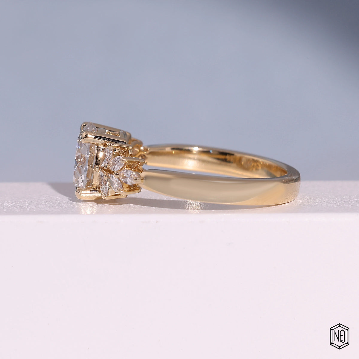 2.99 Carat Round Cut Lab Grown Diamond Vintage Inspired Heirloom Engagement Ring - Angled Perspective