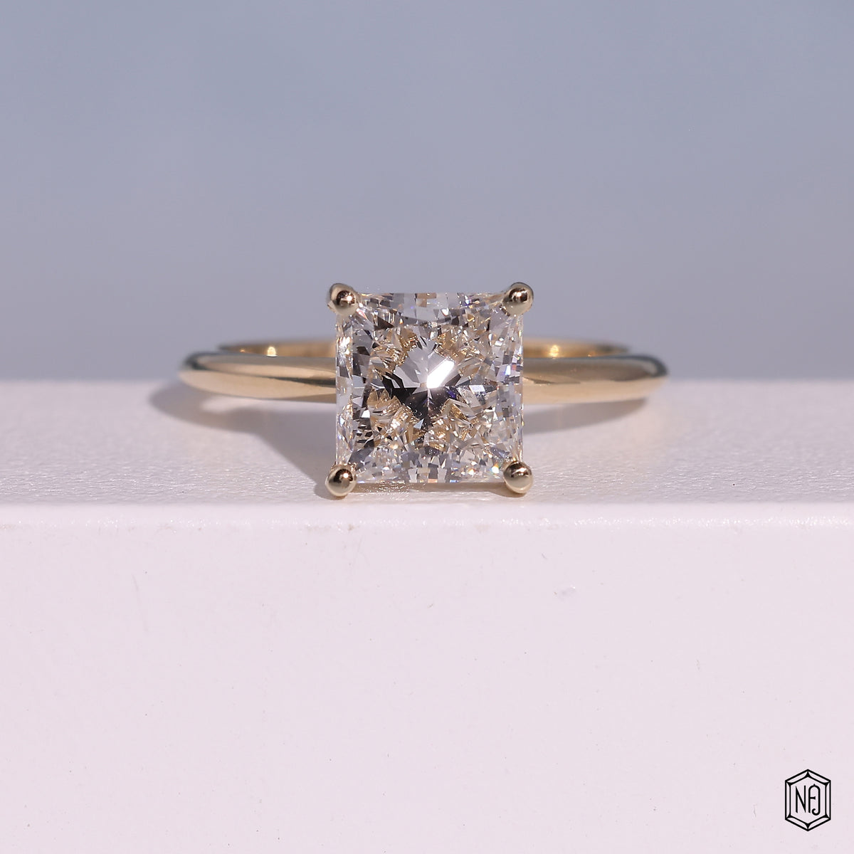 2.7 Carat Princess Cut Lab Grown Diamond Classic Solitaire Engagement Ring - Front Top View