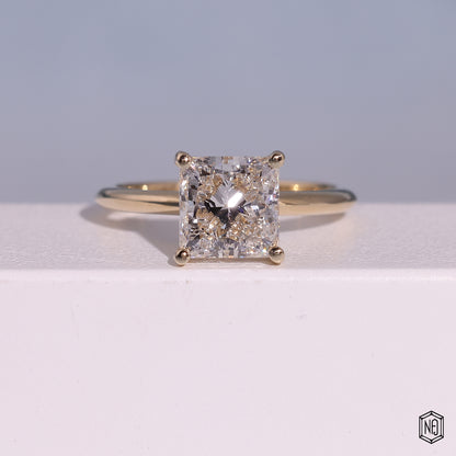2.7 Carat Princess Cut Lab Grown Diamond Classic Solitaire Engagement Ring - Front Top View