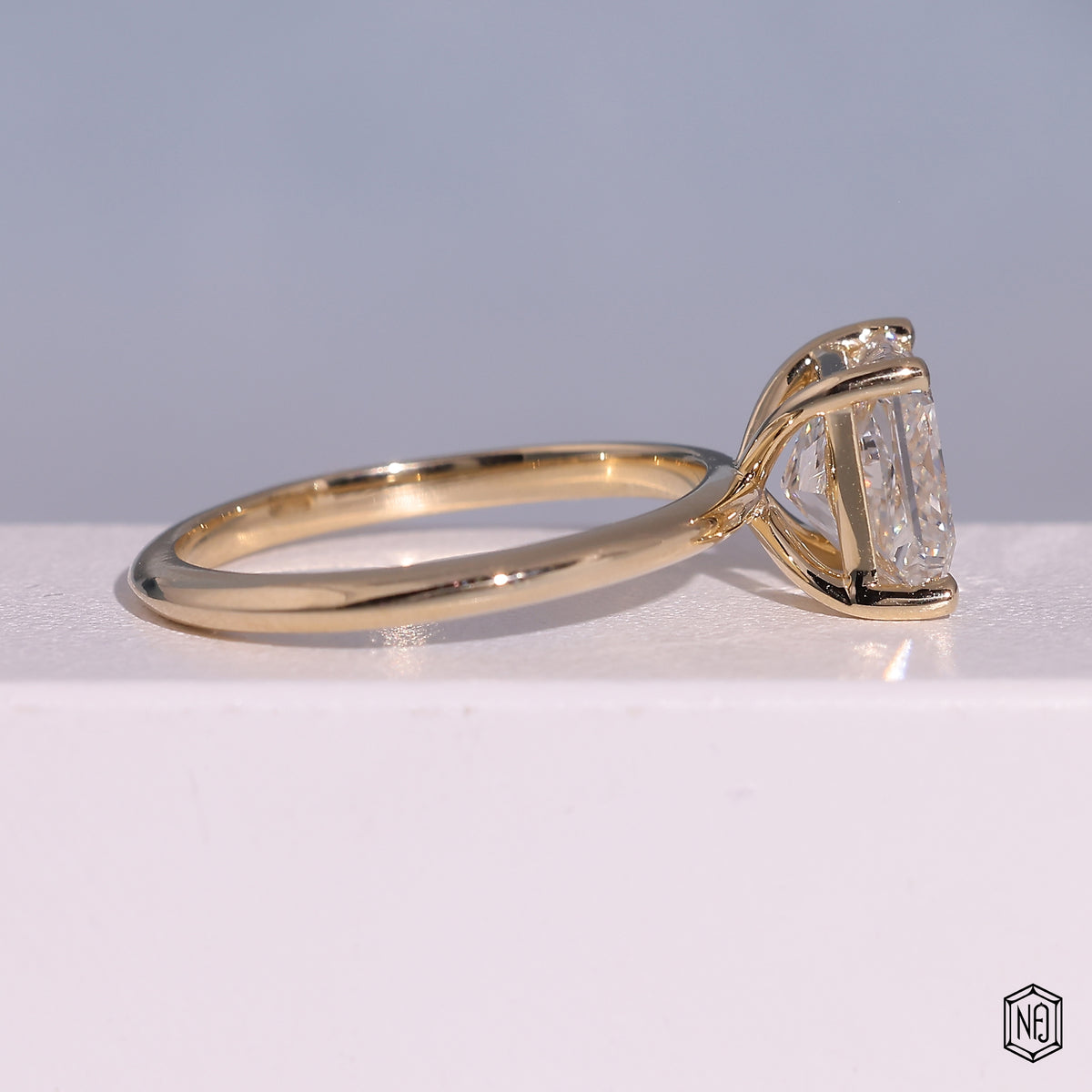2.7 Carat Princess Cut Lab Grown Diamond Classic Solitaire Engagement Ring - Side Profile Angle