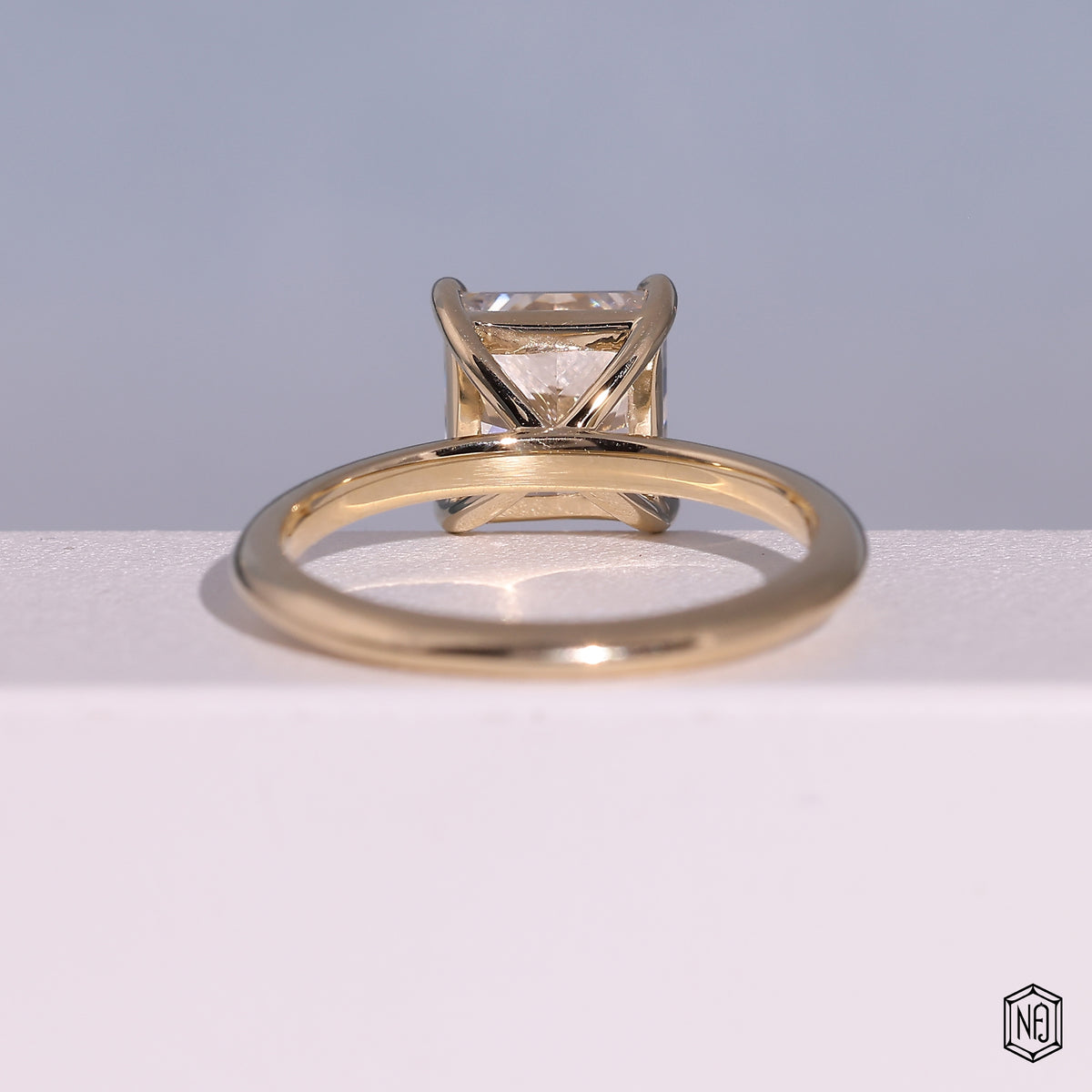 2.7 Carat Princess Cut Lab Grown Diamond Classic Solitaire Engagement Ring - Hand View / Detail Angle