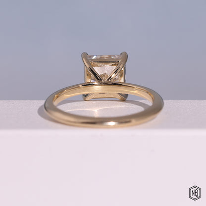2.7 Carat Princess Cut Lab Grown Diamond Classic Solitaire Engagement Ring - Hand View / Detail Angle
