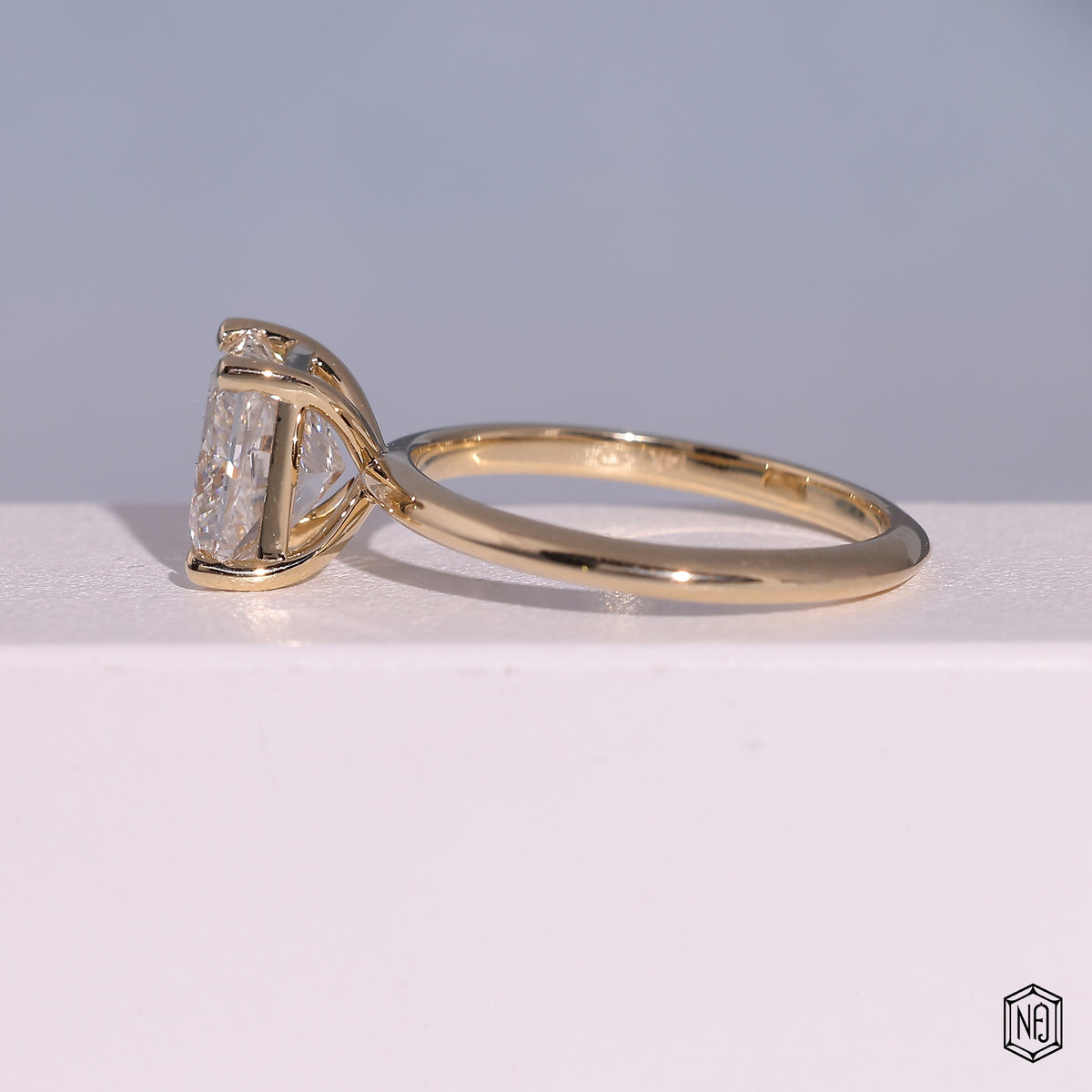 2.7 Carat Princess Cut Lab Grown Diamond Classic Solitaire Engagement Ring - Angled Perspective