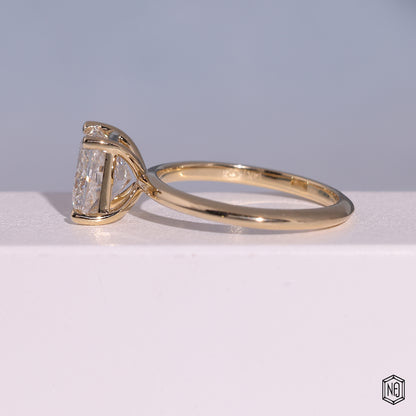 2.7 Carat Princess Cut Lab Grown Diamond Classic Solitaire Engagement Ring - Angled Perspective