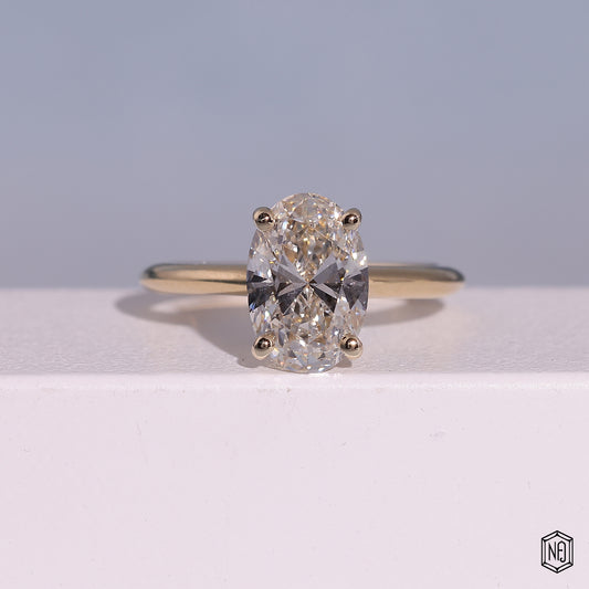 1.99 Carat Oval Cut Lab Grown Diamond Classic Solitaire Engagement Ring - Front Top View