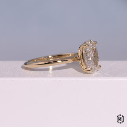 1.99 Carat Oval Cut Lab Grown Diamond Classic Solitaire Engagement Ring - Gallery & Prongs Detail