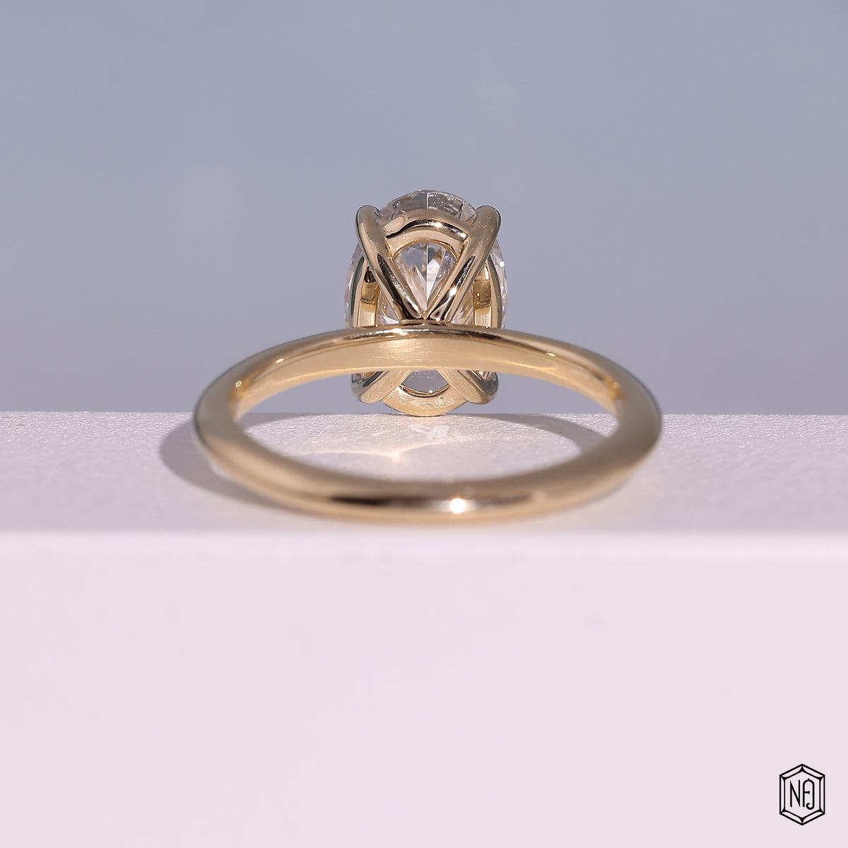 1.99 Carat Oval Cut Lab Grown Diamond Classic Solitaire Engagement Ring - Hand View / Detail Angle