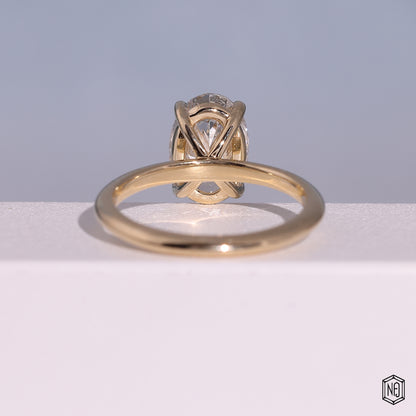 1.99 Carat Oval Cut Lab Grown Diamond Classic Solitaire Engagement Ring - Hand View / Detail Angle