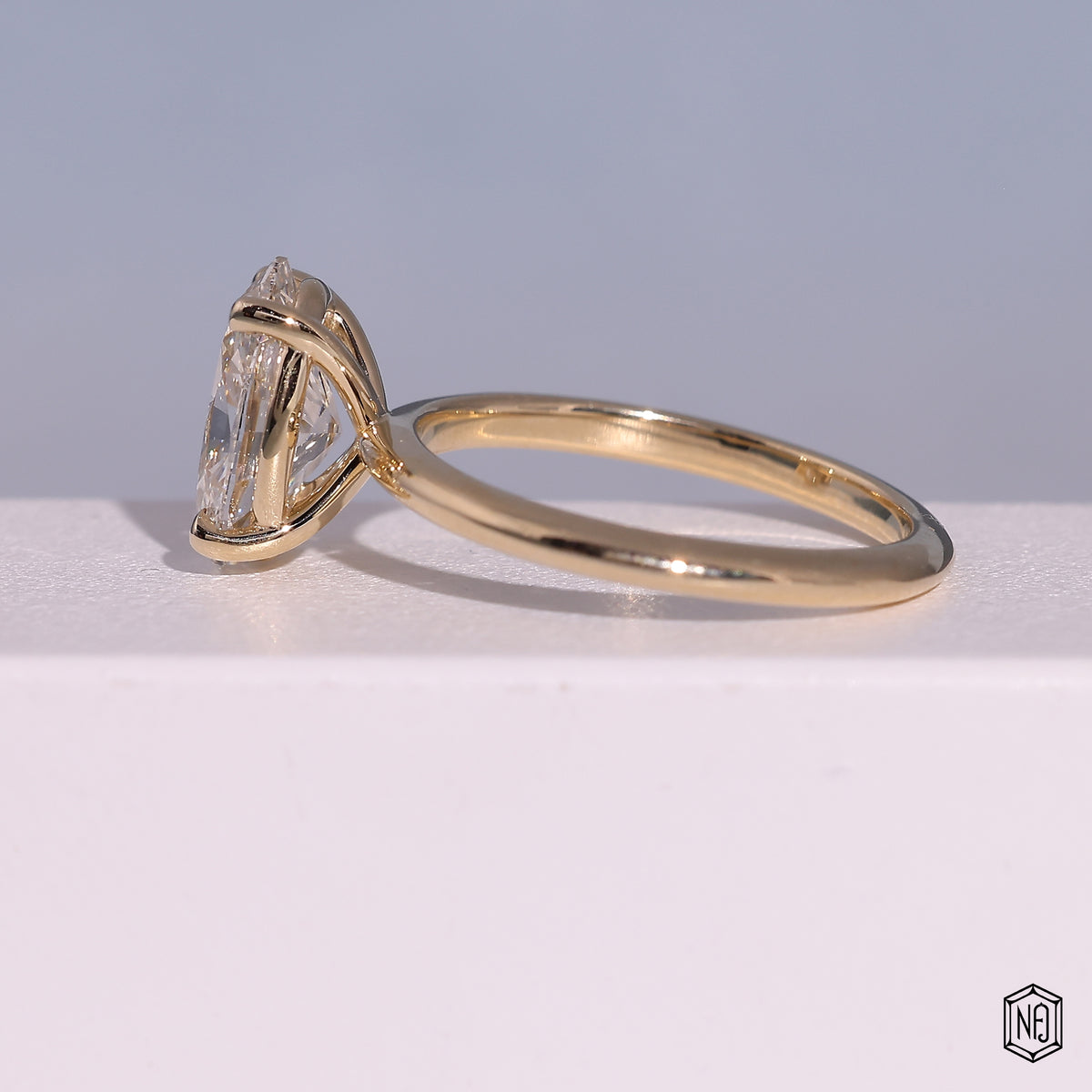 1.99 Carat Oval Cut Lab Grown Diamond Classic Solitaire Engagement Ring - Angled Perspective