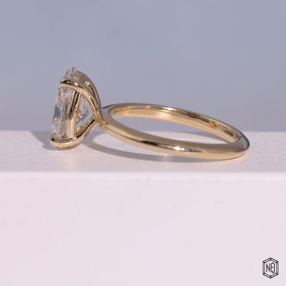 1.99 Carat Oval Cut Lab Grown Diamond Classic Solitaire Engagement Ring - Angled Perspective