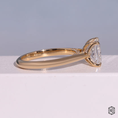 2.00 Carat Princess Cut Lab Grown Diamond Delicate Hidden Halo Engagement Ring - Side Profile Angle