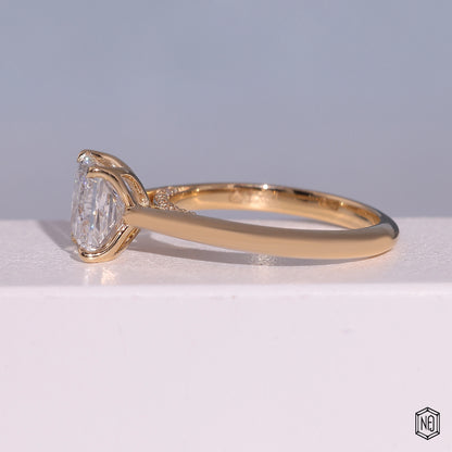 2.00 Carat Princess Cut Lab Grown Diamond Delicate Hidden Halo Engagement Ring - Angled Perspective