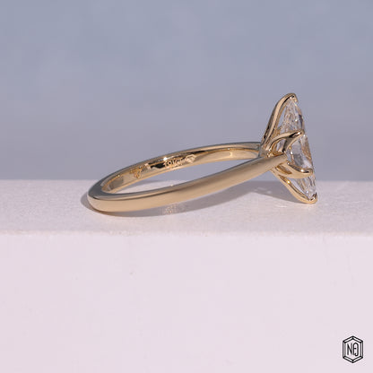 1.1 Carat Marquise Cut Lab Grown Diamond Classic Solitaire Engagement Ring - Side Profile Angle