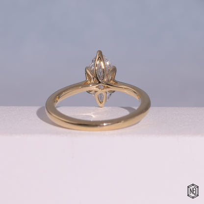 1.1 Carat Marquise Cut Lab Grown Diamond Classic Solitaire Engagement Ring - Hand View / Detail Angle