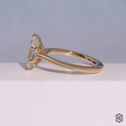 1.1 Carat Marquise Cut Lab Grown Diamond Classic Solitaire Engagement Ring - Angled Perspective