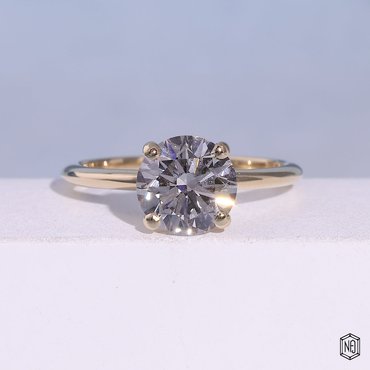 Round Lab Created Diamond Solitaire Engagement Ring