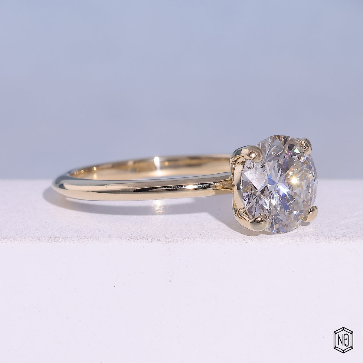Round Lab Created Diamond Solitaire Engagement Ring