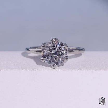 Round Brilliant Cut Lab Grown Diamond Solitaire Ring, Tulip Setting