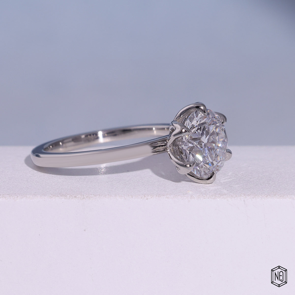 Round Brilliant Cut Lab Grown Diamond Solitaire Ring, Tulip Setting