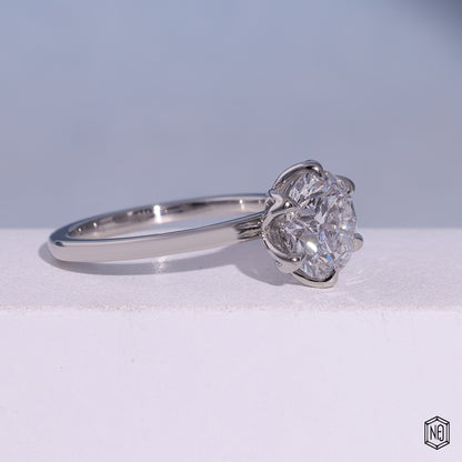 Round Brilliant Cut Lab Grown Diamond Solitaire Ring, Tulip Setting