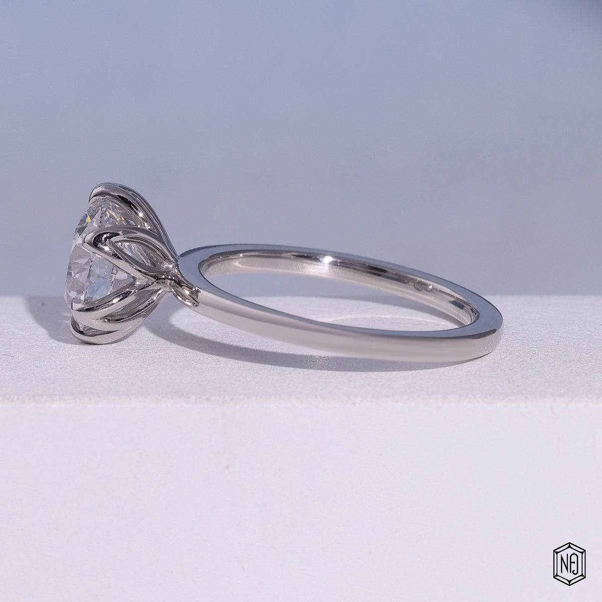 Round Brilliant Cut Lab Grown Diamond Solitaire Ring, Tulip Setting