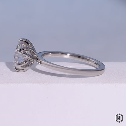 Round Brilliant Cut Lab Grown Diamond Solitaire Ring, Tulip Setting